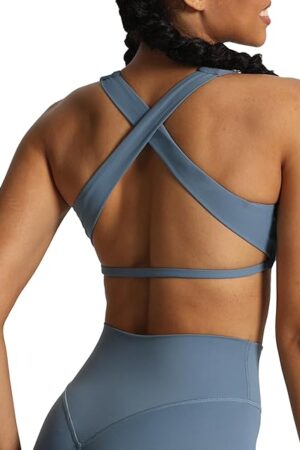 Women's Workout Sports Bras Square Neck Emma Cross Back Fitness Training Gym Bra Yoga Crop Tank