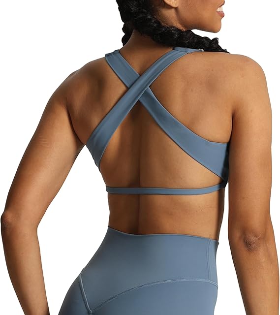 Women's Workout Sports Bras Square Neck Emma Cross Back Fitness Training Gym Bra Yoga Crop Tank