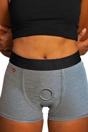 Boxer Brief | Underwear Strap-On Harness with O-Ring and Packer | Comfortable & Adjustable | Strap-On Compatible