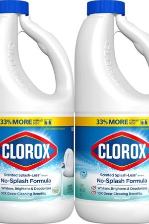 Clorox Splash-Less Bleach, Concentrated Formula, Clean Linen, 40 Ounce Bottle - Pack of 2 (Package May Vary)