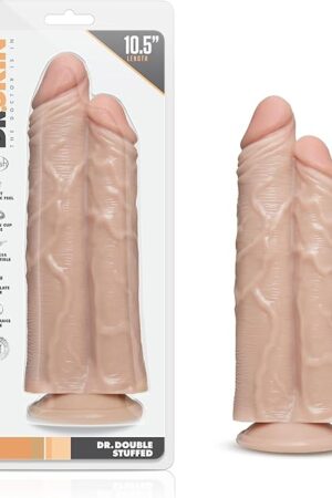 Blush Novelties Dr. Skin Dr. Double Stuffed Realistic Double Dildo, Sex Toy for Women, Sex Toy for Adults, Vanilla