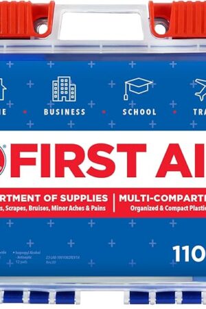 Be Smart Get Prepared 110 pc First Aid Kit: Clean, Treat, Protect Minor Cuts, Home, Office, Car, School, Business, Travel, Emergency, Outdoor, Camping & Sports, FSA/HSA (Packaging may vary)