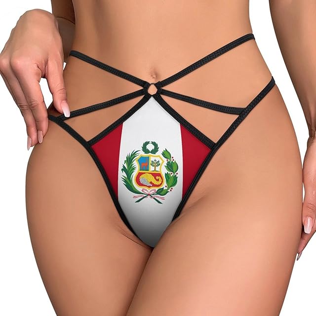 Flag of Peru Thong Sexy Bikini Lingerie Low Waist Fashion Ladies Thong M