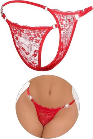 G-String Thongs for Women Lace Thong Panties Micro Thong Low Waist Cheeky Underwear T-Back Love Diamonds Tangas