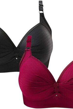 2 Pack Everyday Bra for Women Underwear Sexy Push Up Wireless Bralette Full Coverage Comfortable Bras
