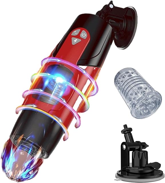 Automatic Thrusting Machine - Male Blowjob Toy Hands Free Masturbators with 7 Rotating & Piston & Silicone Sleeve & Adjustable Suction Cup Stand, Portable Pocket Pussies Penis Fantasy Electric Stroker