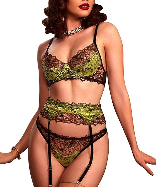 Women's Lingerie Set Sexy Corset Sets with Elegant Floral Lace Garter Belts Bodysuit Teddy with Panty No Stockings