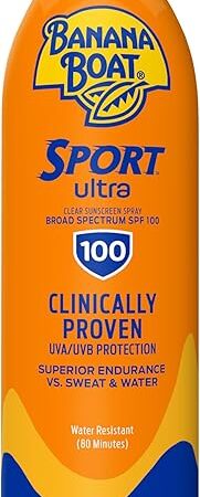 Banana Boat Sport Ultra SPF 100 Sunscreen Spray, 6oz | Sport Sunscreen Spray SPF 100, Banana Boat Sunscreen SPF 100 Spray, High SPF Sunscreen, Water Resistant Sunscreen, 6oz