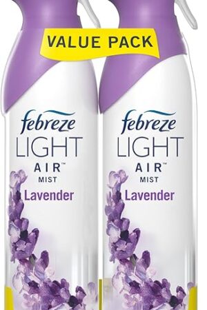 Febreze Air Mist Air Freshener Spray, Odor-Fighting Room Spray, Air Fresheners for Home and Bathroom and Kitchen, Aerosol Can, Light Lavender Scent, 88oz, 2 Count