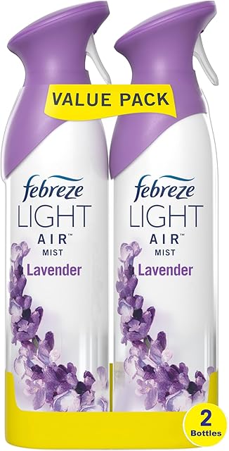 Febreze Air Mist Air Freshener Spray, Odor-Fighting Room Spray, Air Fresheners for Home and Bathroom and Kitchen, Aerosol Can, Light Lavender Scent, 88oz, 2 Count