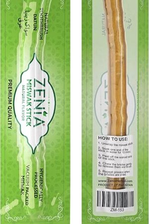 Zenia Sewak Natural Miswak Toothbrush - Vacuum Sealed Natural Flavor Traditional Peelu Toothbrush Stick - for Healthy Gums, Teeth, and Fresher Breath (Pack of 3)