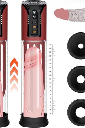 Electric Penis Pump Adult Male Sex Toys,Fatnes Dick Enlarger with 4 Suction Intensities Automatic Pennis Extender Male Masturbators with Penis Enlargement Tool