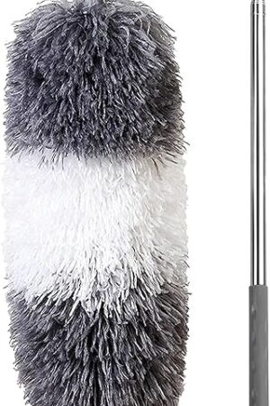 BOOMJOY Microfiber Feather Duster with Extendable Pole and Bendable Head, 100" Telescoping Duster for Cleaning Ceiling, Fan, Furniture