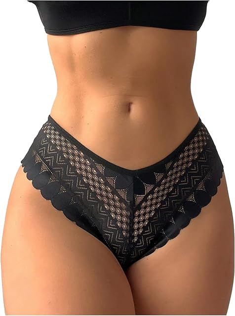 Women Sexy Hollow Out Lace Brief Panties Low Rise Criss Cross Back Cheeky Underwear
