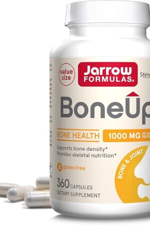 Jarrow Formulas BoneUp for Bone Density - Vitamin D3 and K2, Calcium Support, 360 Capsules, Promotes Skeletal Nutrition, Up to 60 Days Supply