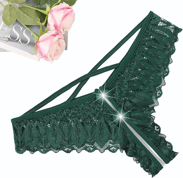 Lace Panties for Women Rhinestone Cheeky Briefs Criss Cross String Hipster Underwear