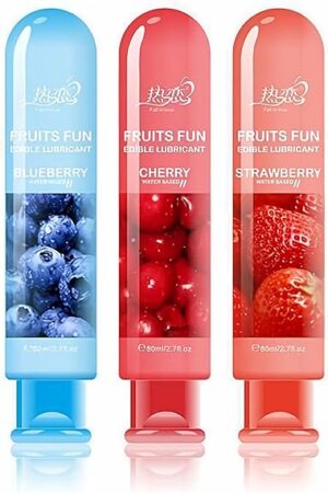 Fruits Flavor Lube Personal Lubricants Water Based Long Lasting Sex lube for Oral Sex Fantasy Strawberry Cherry Orange Peach Bleberry (All Five Flavors Combo)