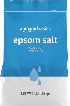Amazon Basics Epsom Salt Soak, Unscented, Magnesium Sulfate USP, Muscle and Feet Relaxation, Soothing, 3 Pound, Pack of 1