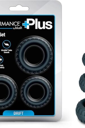 Blush  Performance Plus  Drift 3 Cock Ring Set  Made with Purio? Platinum-Cured Liquid Silicone  Wrapped in UltraSilk? Satin Smooth  Male Adult Sex Toy  in Black