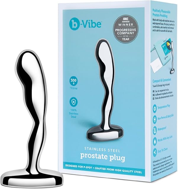 b-Vibe Stainless Steel Anal Plug - Prostate Massager Anal Plug Toy, Sex Toys for Adults