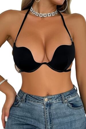 Women's Deep Plunge Bras Sexy Low Cut Bra for Dinner Dress