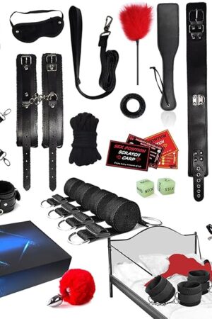 BDSM Toys for Sex Bondage,BDSM Kit Couple Sex Toys?Sex Bed Straps Restraints Set with Handcuffs Ankle Cuff,Sex Set Kit Sex Things for Kinky Couples,Sex Toy Kit Bondage Gear&Accessories for Women