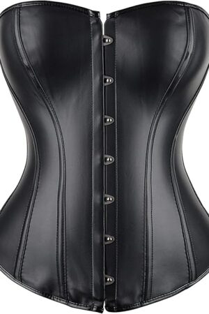 Womens Sexy Steampunk Gothic Faux Leather Boned Corset Bustier
