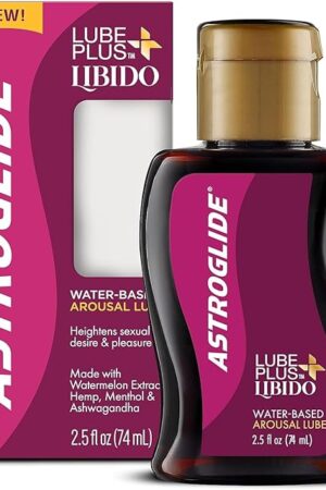 Astroglide Lube Plus Libido (2.5oz), Intimate Arousal Lube Heightens Desire and Sensitivity, Water Based Personal Lubricant, Enhances Pleasure for Women, Men, Couples, Travel Size (Packaging May Vary)
