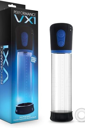 Blush Novelties Performance VX1 - Motorized Male Enhancement Penis Pump - Suction for Longer Harder Erections - Soft Comfortable Sleeve - Etched Measurement Markers - Helps with ED - Sex Toy for Men