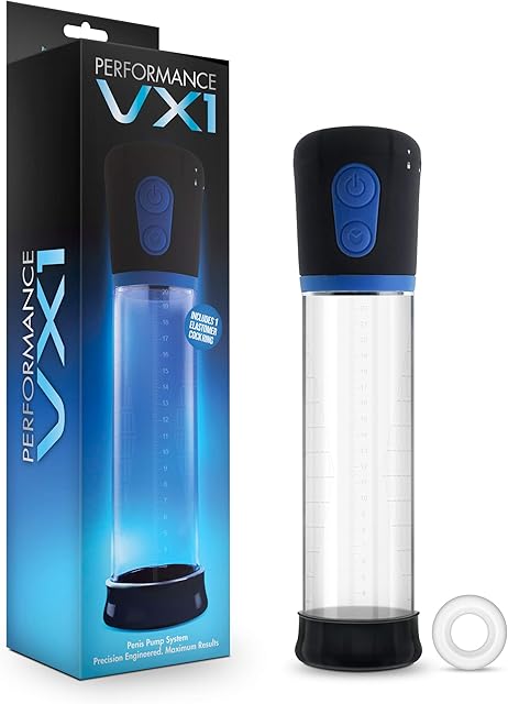 Blush Novelties Performance VX1 - Motorized Male Enhancement Penis Pump - Suction for Longer Harder Erections - Soft Comfortable Sleeve - Etched Measurement Markers - Helps with ED - Sex Toy for Men