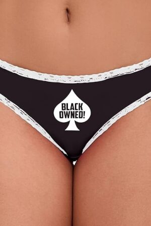 Black Owned Queen Of Spades Big Black Cock QOS BBC Lover Black and White Bikini Panties Adult Flirty Fun