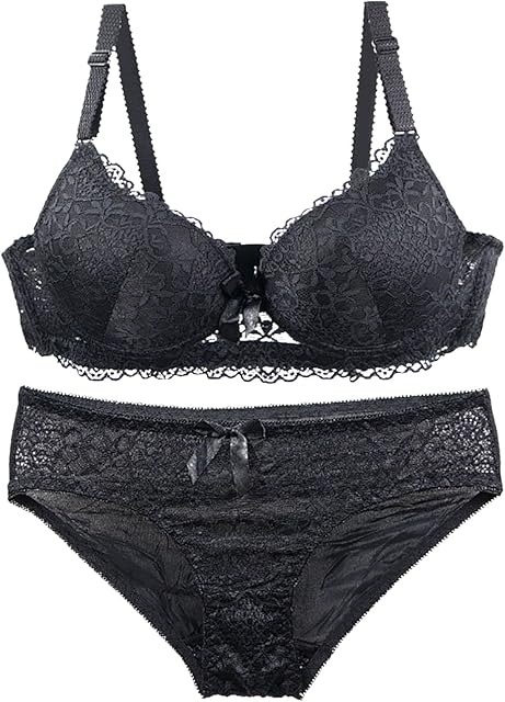 Women's Lingerie Sets 2 Piece Lace V Neck Push Up Full Coverage Bra and Panty Set Support and Lift Bralettes