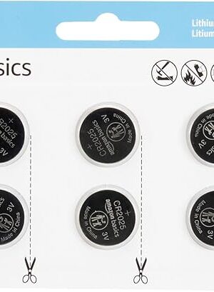 Amazon Basics 6-Pack CR2025 Lithium Coin Cell Battery, 3 Volt, Long Lasting Power, Mercury-Free