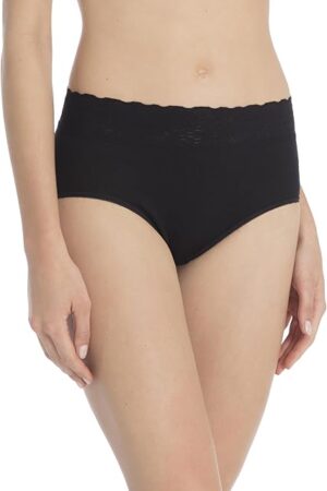 Womens Iconic Lace Waist Slip  100% Cotton Sexy Underwear with High Waistband, Soft Lycra Lace Panties