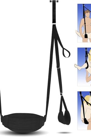 Indoor Sex Swing BDSM Bondage Restraints Kit Couple Adult Sex Toys with Thick Soft Nylon Adjustable Straps Handcuffs Thigh Plush Cushion Sex Sling for Lesbian Gay Couple Sex Games