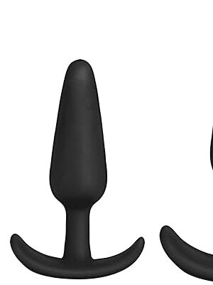 Doc Johnson Merci - Tush Trainer - 3 Piece Silicone Set - Medium, Large, Extra Large - Curved Base for Comfort - for Adults Only, Black