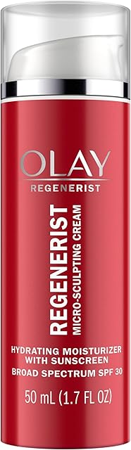 Face Moisturizer by Olay Regenerist Microsculpting Cream With SPF 30 Sunscreen and Vitamin E for Advanced Anti-Aging, 50ml