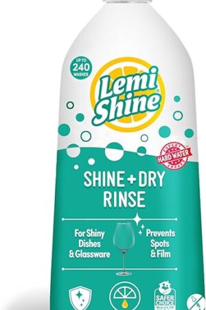 Lemi Shine - Shine + Dry Natural Dishwasher Rinse Aid, Hard Water Stain Remover (1 Pack - 2535 oz)