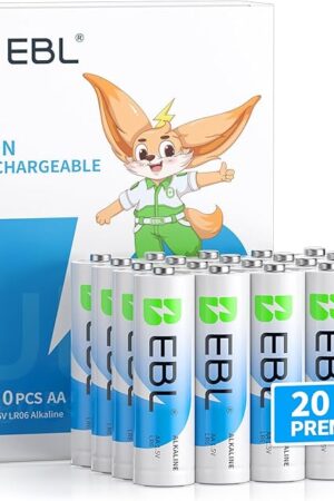 EBL AA Batteries 20 Pack 15V Alkaline Double A Batteries, Long-Lasting Alkaline AA Battery for Household Devices, 10-Year Shelf Life