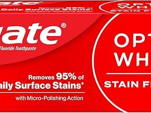 Colgate Optic White Stain Fighter Teeth Whitening Toothpaste, Anticavity Fluoride Toothpaste for Whitening Teeth, Helps Remove Daily Surface Stains, Clean Mint Paste, 4.2 oz