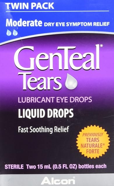 GenTeal Tears Lubricant Eye Drops, Moderate Liquid Drops, Twin Pack ,05 Fl Oz (Pack of 2) Package May Vary