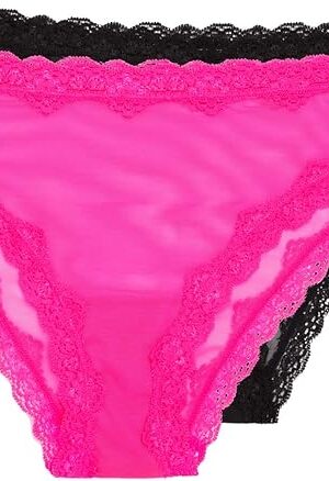 Women's Mesh & Lace Cheeky Brief Panties, Available in Multi Packs
