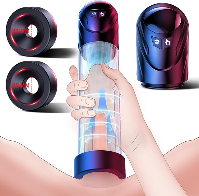 Electric Penis Pump Sex Toy - Penis Extender Vacuum Pump with 5 Suction Modes, Penis Enlargement Pumps with 2 Cock Rings for ED Trainer, Dick Pump Male Masturbators Adult Sex Toys for Men Couples