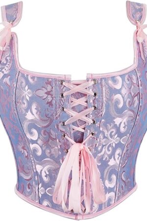 Corset Tops for Women Renaissance Lace Up Overbust Bustier Lingerie Push Up Boned Shapewear Bodice with Straps