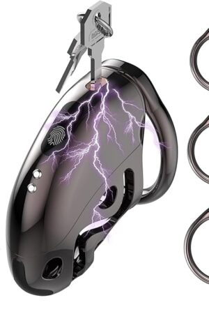 Electric Male Chastity Cage, Remote Control Cock Cage with 6 E-Stim Intensities, Comfortable Bondage Lock Sex Toy for Men, Perfect for Long-Term Wear, Erection Control & Bondage Play