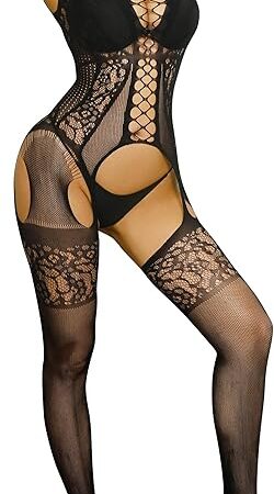 Women Lingerie Exotic Dancer Fishnets Lingerie Party, Fishnet Bodysuit Rave Outfits Club One Size