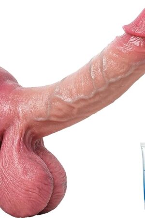 Womens Sex Toys Realistic Dildo - 95" Big Silicone Dildos Feels Like Skin with Large Suction Cup and Two Plump Testicles, Thick Huge Penis Dildo for G Spot Anal Play, Adult Sex Toys for Women Men