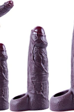 Black Penis Sleeve Set ? Small, Medium, and Large Silicone Cock Extenders with Cock Rings, Realistic Red Heads and Lifelike Veins for Ultimate Pleasure and Stamina