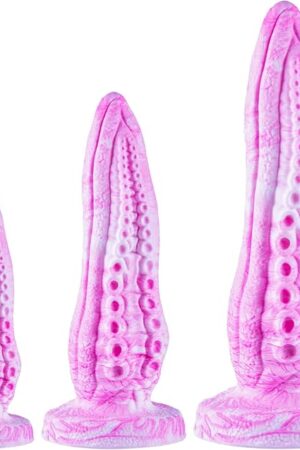3 Pcs Tentacle Octopus Dildo Set (6? Small,76? Large,89? Huge), Silicone Realistic Thick Monster Suction Dildo Anal Training Set, Fantasy Animal Big Penis Anal Plug Sex Toys for Women Beginners Pink