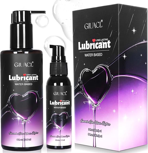 Water Based Lube, 8+2oz Personal Lubricant Set for Privacy and Toys, Natural Long Lasting Sex Lube Gel for Men, Women & Couples, Non-Staining, pH Friendly (Home+Travel Size)